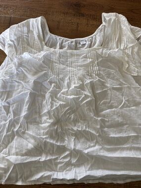 Old Navy White Pintuck Scoop-Neck Cotton Blouse